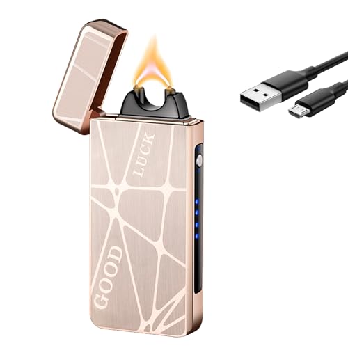 GADATOP Arc Plasma Flame Lighter USB Rechargeable Windproof Electric Lighter for Candle(Gold)