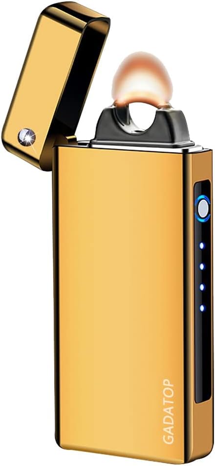 GADATOP Arc Plasma Flame Lighter USB Rechargeable Windproof Electric Lighter for Candle(Gold)