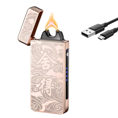 GADATOP Arc Plasma Flame Lighter USB Rechargeable Windproof Electric Lighter for Candle(Gold)