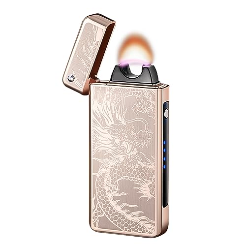 GADATOP Arc Plasma Flame Lighter USB Rechargeable Windproof Electric Lighter for Candle(Gold)